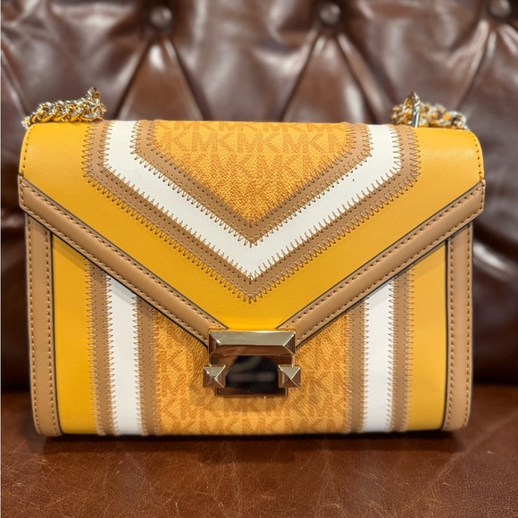 Michael Kors Whitney Medium Color Block & Signature Logo Bag NWT in Goldenrod - Picture 3 of 12
